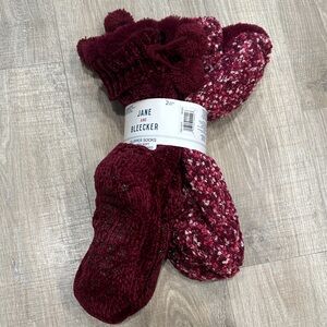 Jane and Bleecker Burgundy and Pink Socks Duo